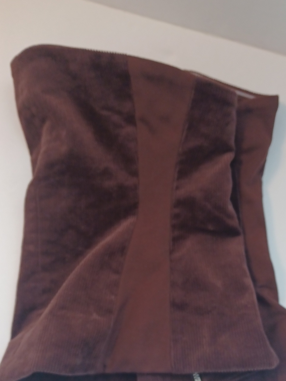 STAUD Brown Corduroy Woodgrain Strapless Bustier Top Sz.L. NWT! - Picture 3 of 7